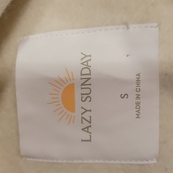 Lazy Sunday Size S Cream with Green Trim "Brooklyn" Hoodie Sweatshirt - Picture 12 of 13